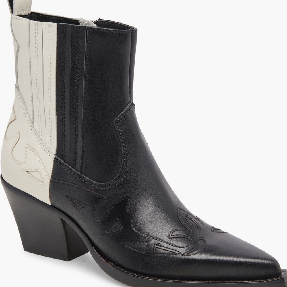 Dolce Vita Black and Cream Ankle Booties